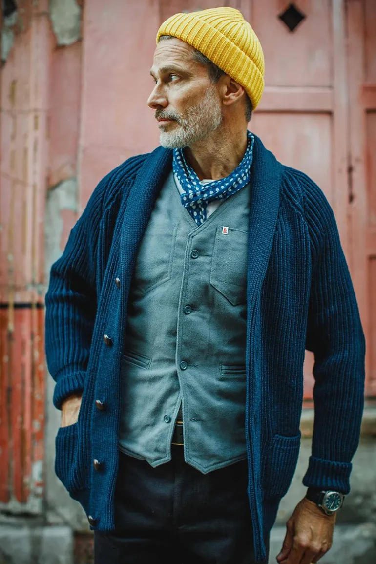Pioneer British Wool Cardigan Navy