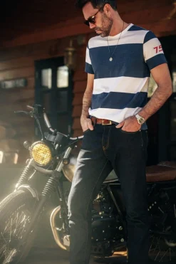 &Sons 75 T-Shirt Indigo Stripe