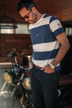 &Sons 75 T-Shirt Indigo Stripe
