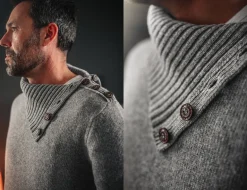 &Sons Ahab Submariner Rollneck Jumper Grey