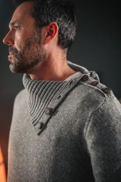 &Sons Ahab Submariner Rollneck Jumper Grey