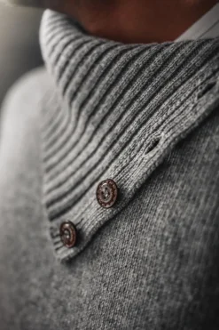 &Sons Ahab Submariner Rollneck Jumper Grey