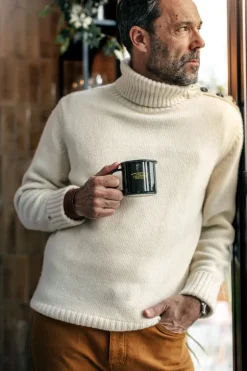 &Sons Ahab Submariner Rollneck Jumper Ecru