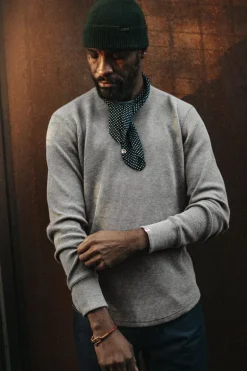 &Sons Base Waffle Crew Neck Grey Marl