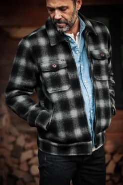&Sons Cab Coat Grey Check