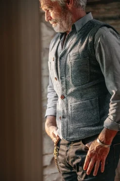 &Sons Drifter Wool Waistcoat Grey