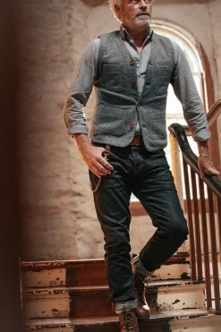 &Sons Drifter Wool Waistcoat Grey