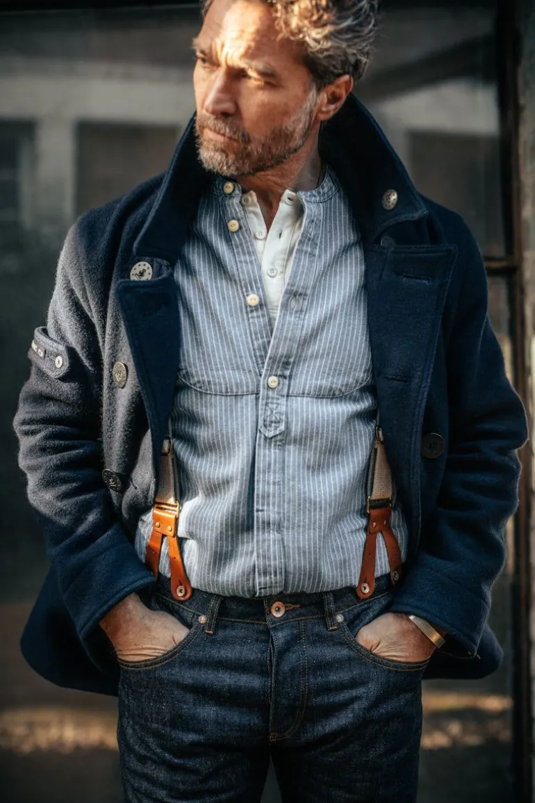 &Sons Emerson Shirt Indigo Stripe