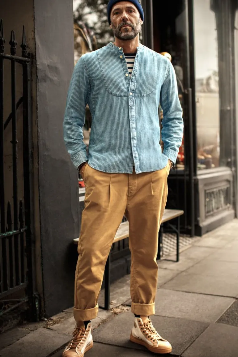 &Sons Emerson Shirt Indigo Stripe