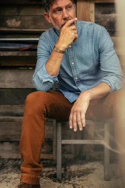 &Sons Emerson Shirt Indigo Stripe