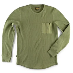&Sons Glen Pocket Waffle Crew Surplus Green