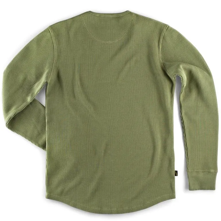 &Sons Glen Pocket Waffle Crew Surplus Green