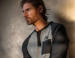 &Sons Infield Raglan Henley Shirt Grey/Charcoal