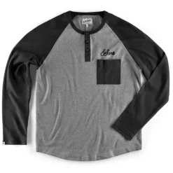 &Sons Infield Raglan Henley Shirt Grey/Charcoal