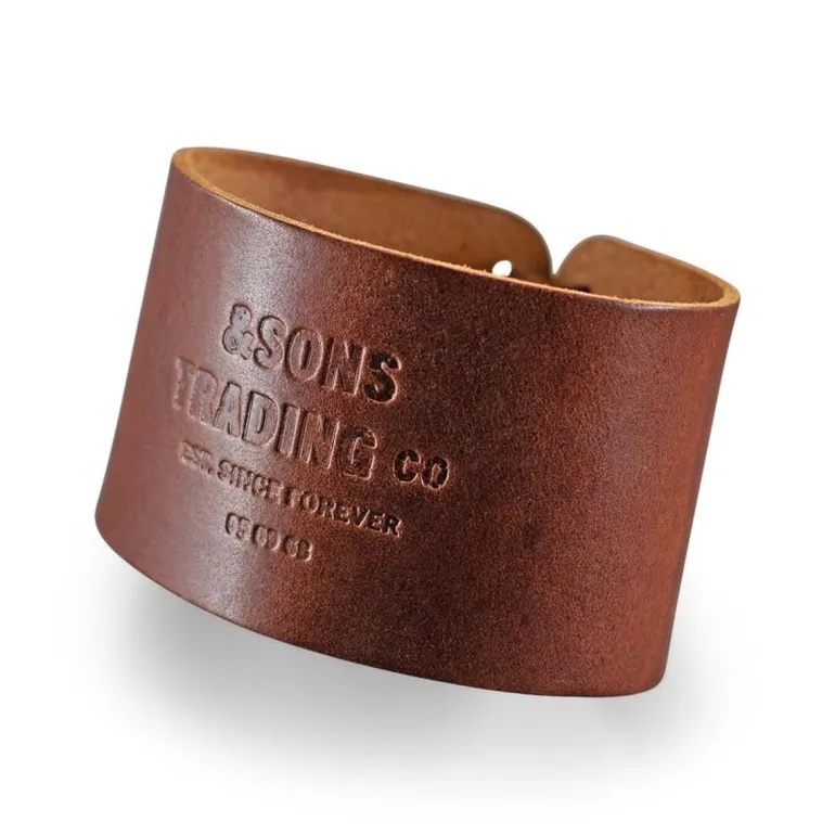 &Sons Leather Whiskey Glass Band Brown