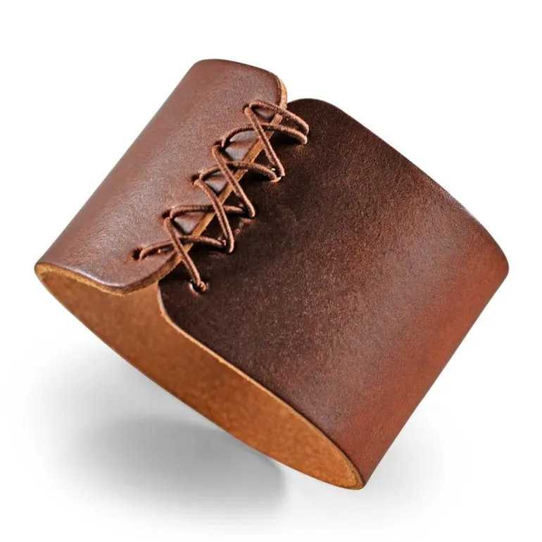 &Sons Leather Whiskey Glass Band Brown