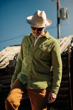 &Sons Lichen Moleskin Shirt Army Green