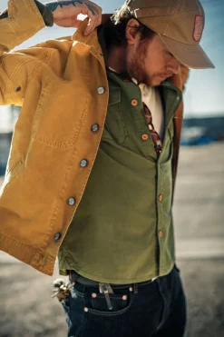 &Sons Lichen Moleskin Shirt Army Green