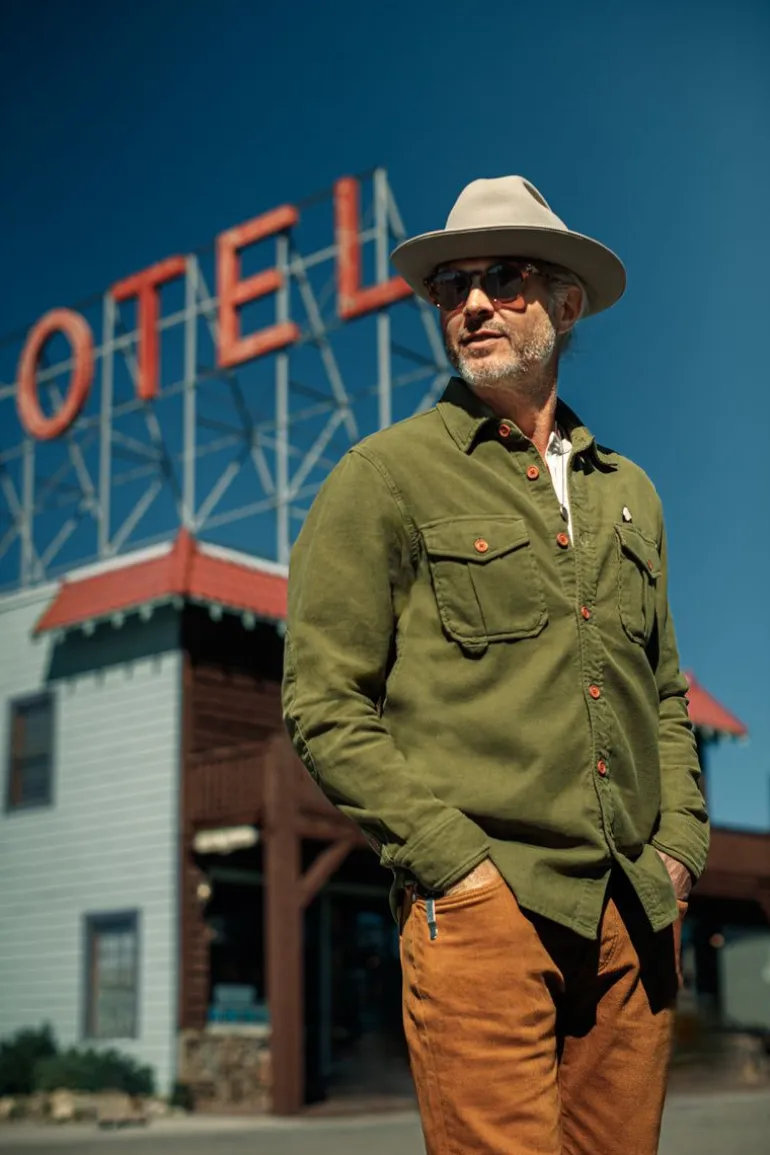 &Sons Lichen Moleskin Shirt Army Green