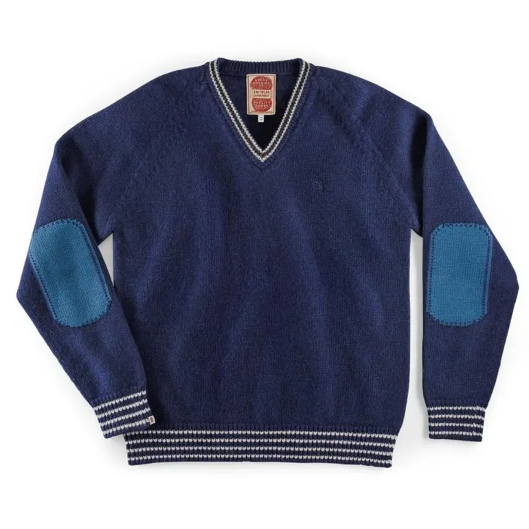 &Sons Old School V-Neck Jumper Navy
