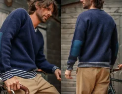 &Sons Old School V-Neck Jumper Navy