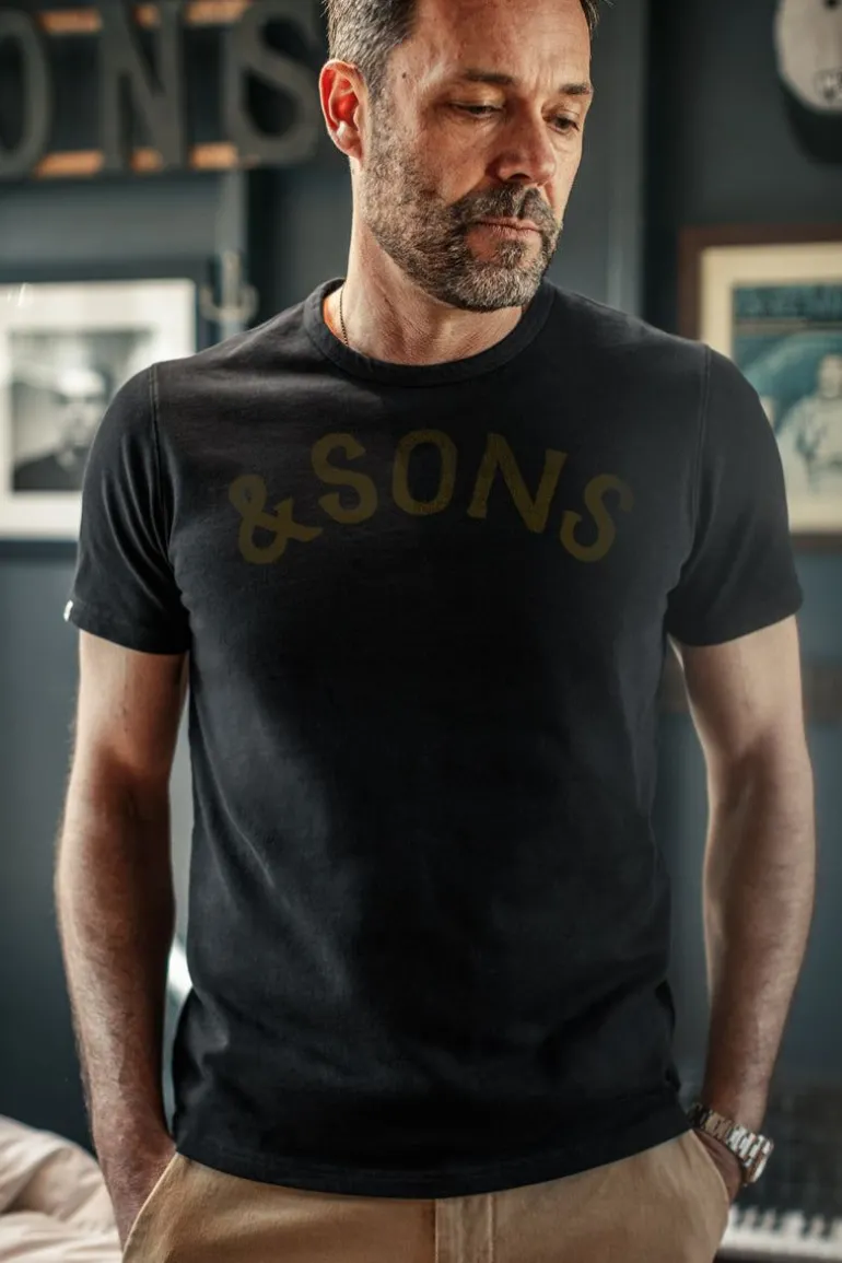 &Sons Original Old Yellow Logo T-Shirt Black