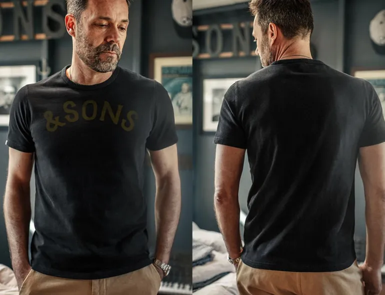 &Sons Original Old Yellow Logo T-Shirt Black