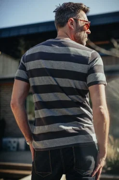 &Sons Papillon T-Shirt Grey Stripe