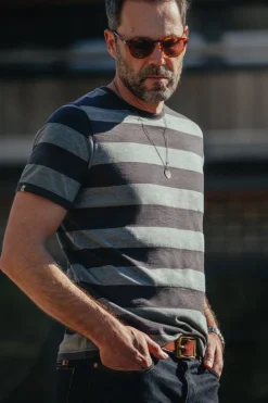 &Sons Papillon T-Shirt Grey Stripe