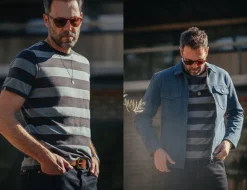 &Sons Papillon T-Shirt Grey Stripe