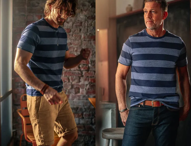 &Sons Papillon T-Shirt Navy Stripe