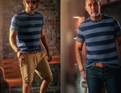 &Sons Papillon T-Shirt Navy Stripe