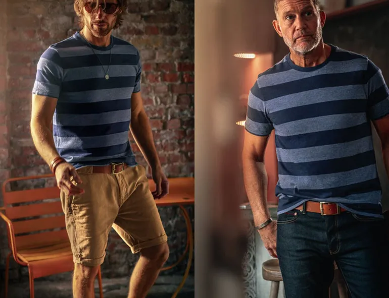 &Sons Papillon T-Shirt Navy Stripe