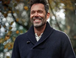 &Sons Port Shawl Collar Jumper Navy