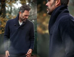 &Sons Port Shawl Collar Jumper Navy
