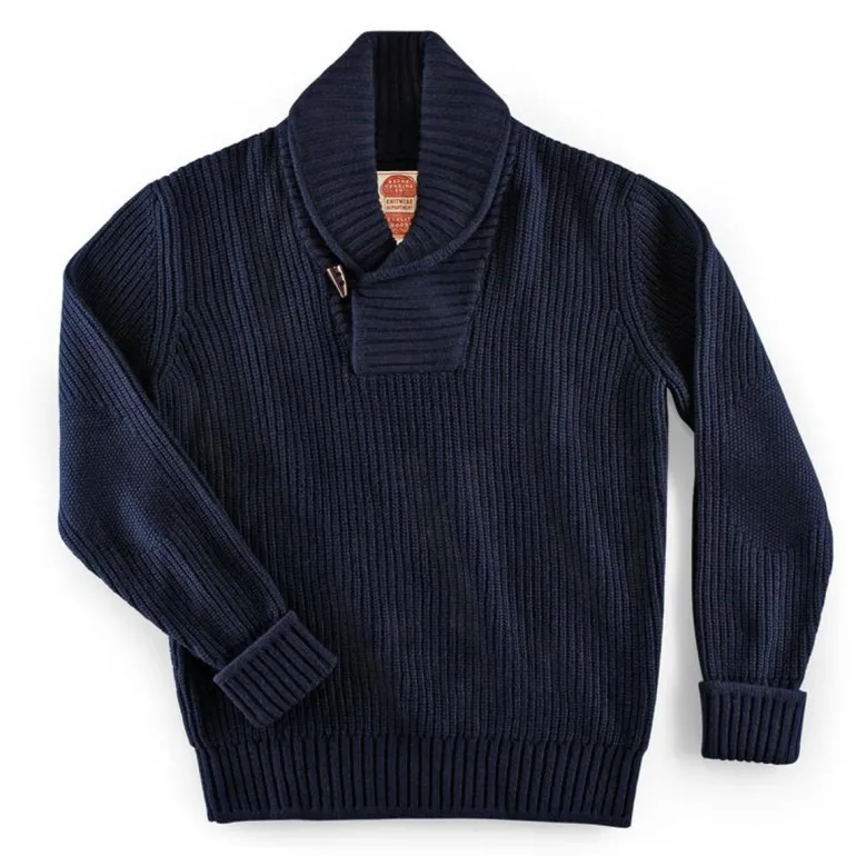 &Sons Port Shawl Collar Jumper Navy