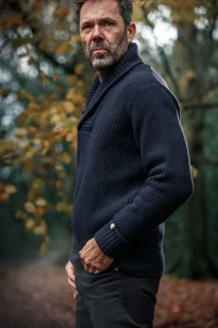 &Sons Port Shawl Collar Jumper Navy