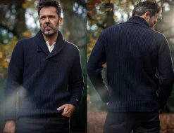 &Sons Port Shawl Collar Jumper Navy