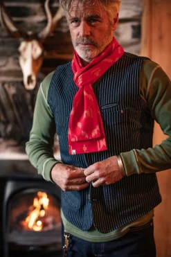&Sons Red Ikat Scarf