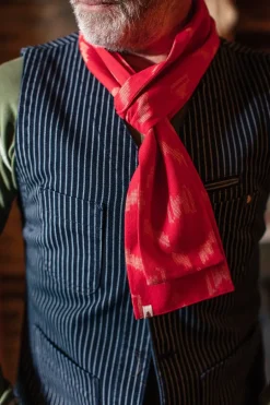 &Sons Red Ikat Scarf