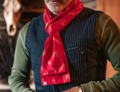 &Sons Red Ikat Scarf