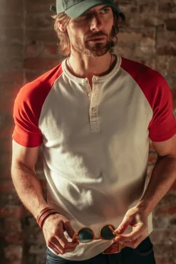 &Sons The Chariot Henley Shirt Raw/Red
