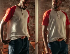 &Sons The Chariot Henley Shirt Raw/Red