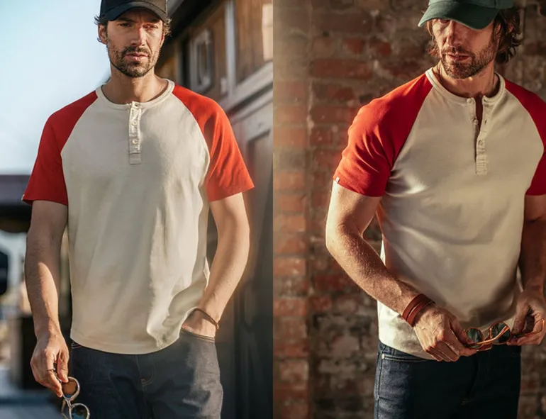 &Sons The Chariot Henley Shirt Raw/Red