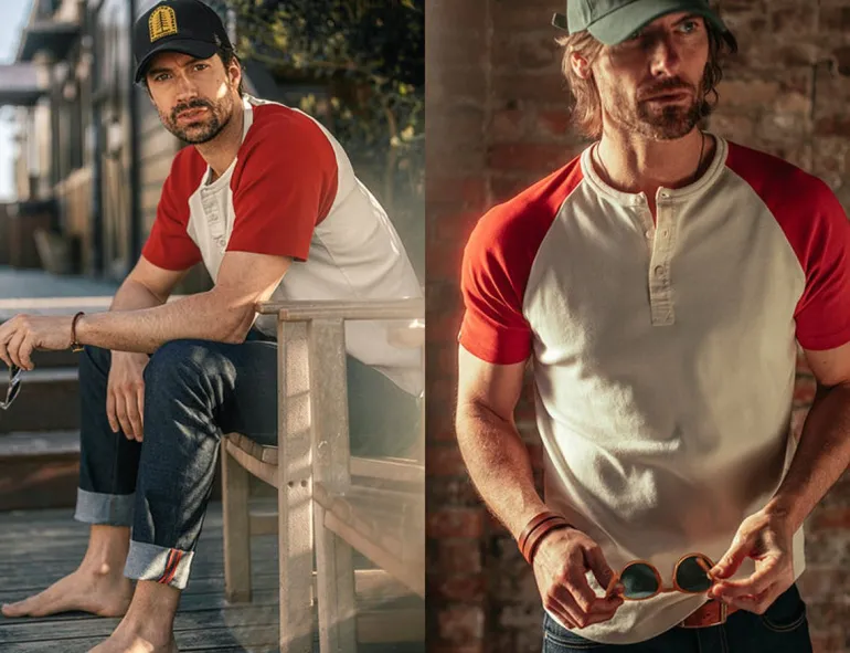 &Sons The Chariot Henley Shirt Raw/Red