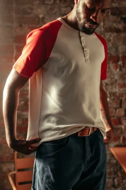 &Sons The Chariot Henley Shirt Raw/Red