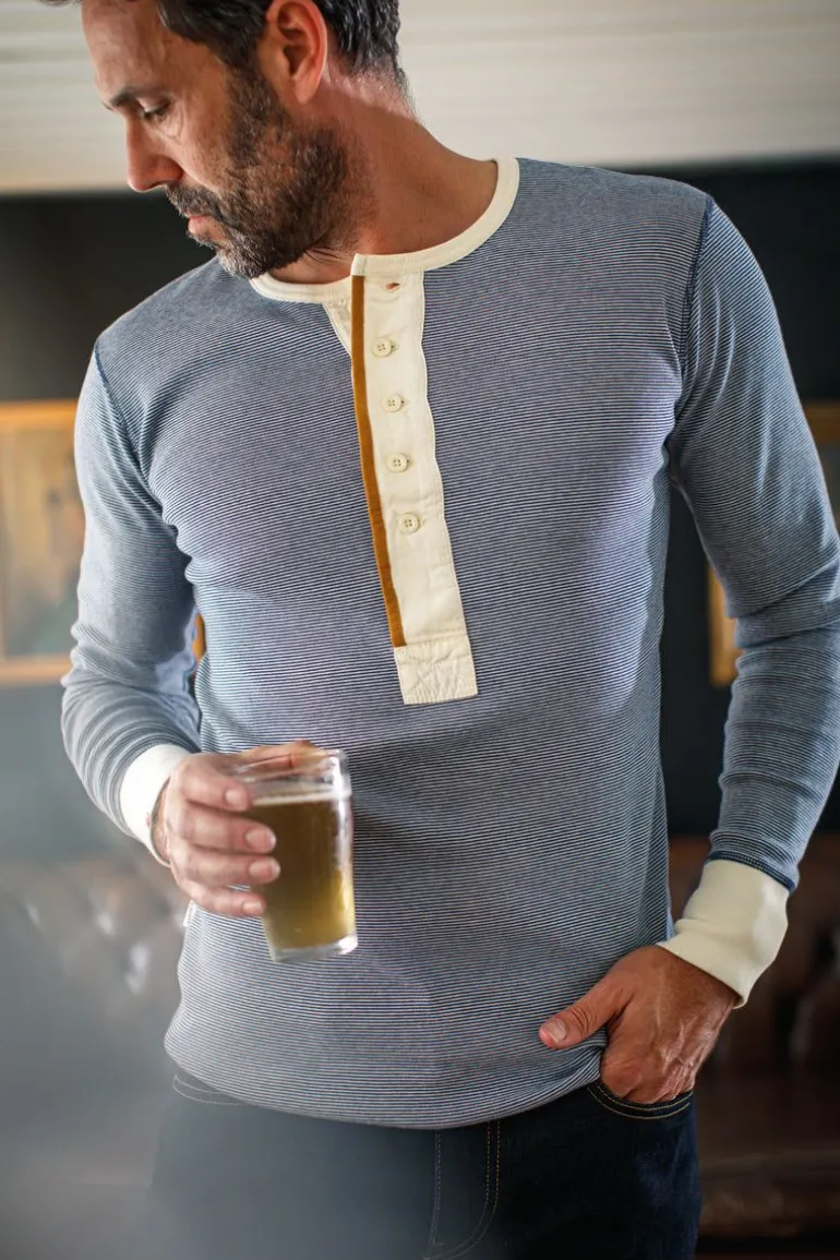 &Sons Wilder Henley Ticking Blue