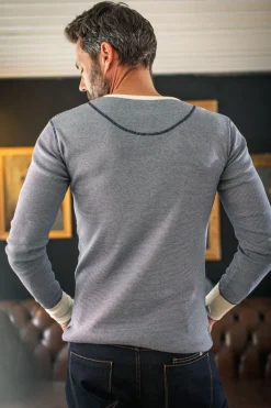 &Sons Wilder Henley Ticking Blue