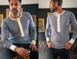 &Sons Wilder Henley Ticking Blue