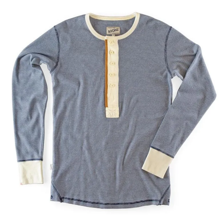 &Sons Wilder Henley Ticking Blue